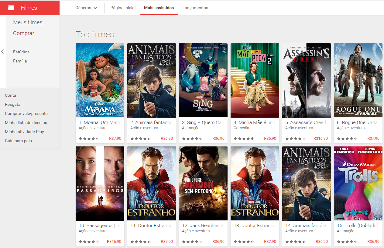 Ver filmes em Google Play Movies & TV 